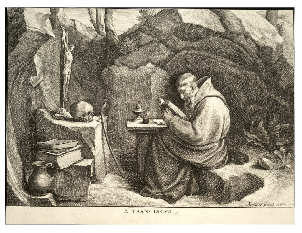 Saint François. Gravure de Wenceslas Hollar, XVIIe siècle.
